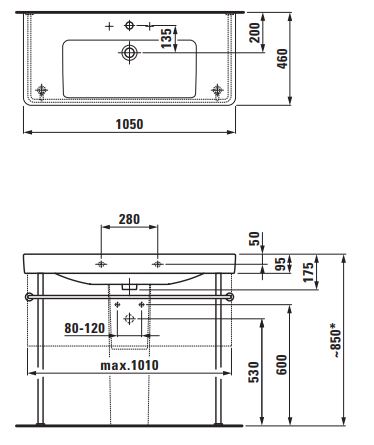 Раковина Laufen Pro S 105х46 схема 2