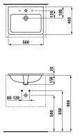 Встраиваемая раковина Laufen Pro S 56х44 схема 2