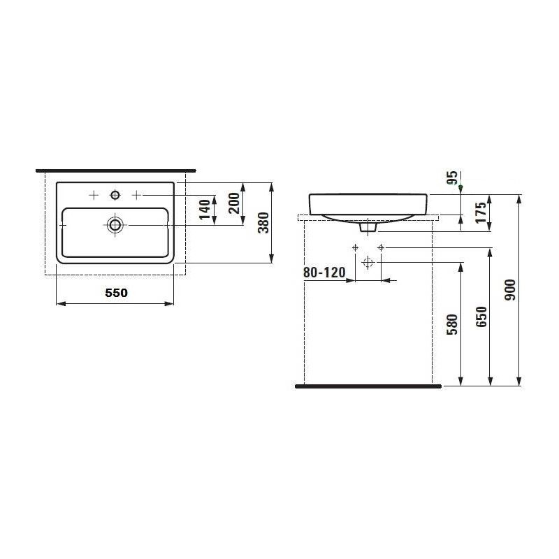 Раковина Laufen Pro S 55х38 схема 2