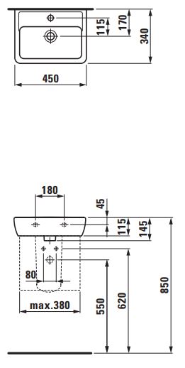 Раковина Laufen Pro 45х34 схема 3