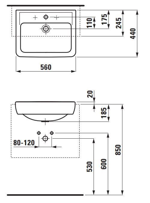 Полувстраиваемая прямоугольная раковина Laufen Pro 56х44 ФОТО