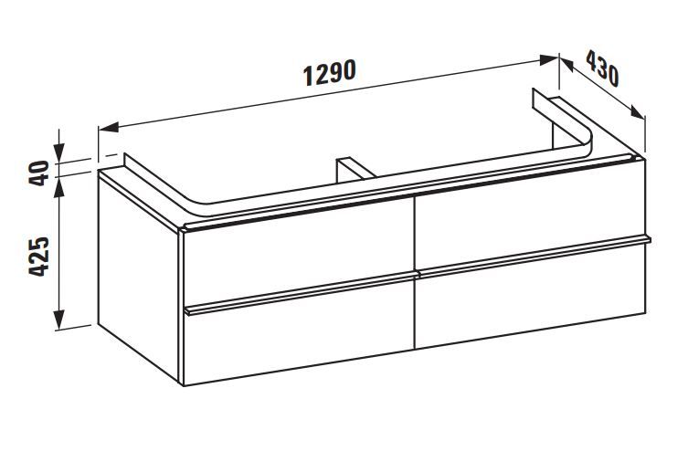 Laufen Palace 4.0130.1 тумба под раковину 120х37,5 схема 1