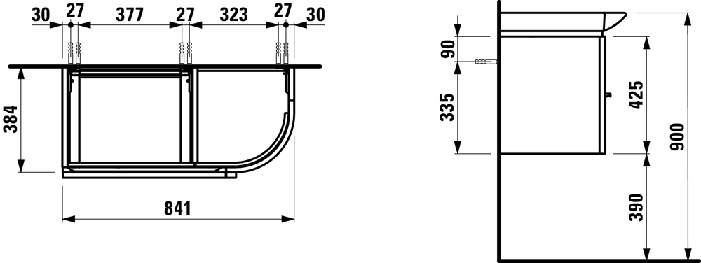 Laufen Palace 4.0150.1 тумба под раковину 84х37,5 схема 7