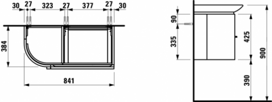 Laufen Palace 4.0153.1 тумба под раковину 84х37,5 схема 1