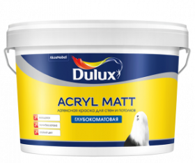 Краска для Стен и Потолков Dulux Acryl Matt 2.25л Латексная, Глубокоматовая, Белая / Дюлакс Акрил Матт