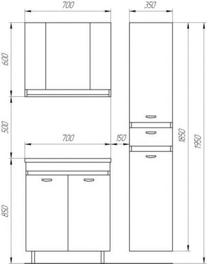 Напольный шкаф с раковиной Valente Massima 70 (Массима) 70х45 ФОТО