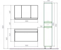Тумба с раковиной Valente Massima 100 (Массима) 100х45 схема 3
