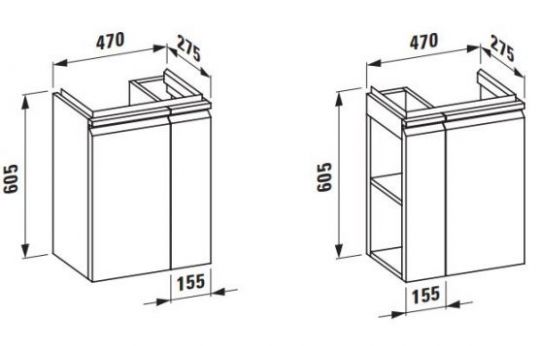Laufen Pro 4.8300.1 тумба под раковину 47х27,5 схема 1