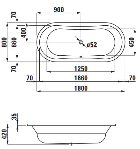 Стальная ванна Laufen Thallium 180х80 ФОТО