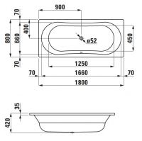 Ванна стальная Laufen Thallium 170x75 схема 2