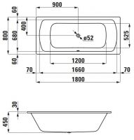 Стальная ванна Laufen Pro 180х80 схема 2