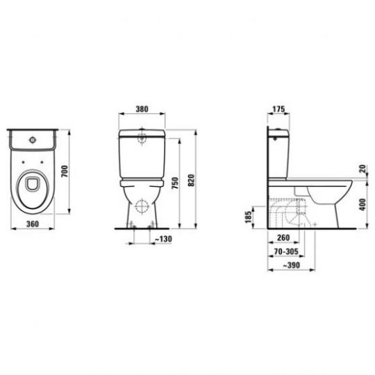 Laufen Moderna Plus бачок для унитаза схема 2