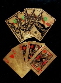 Позолоченные игральные карты 54 шт. Колода, покрытая золотом. Рубашка 100 долларов