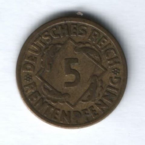 5 пфеннигов 1924 г. J Германия