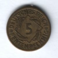 5 пфеннигов 1924 г. J Германия