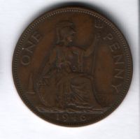 1 пенни 1946 г. Великобритания