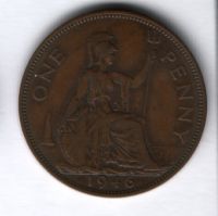 1 пенни 1946 г. Великобритания