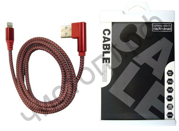 Кабель USB - Apple 8 pin KM-59 2А угловой метал.штекер 1м