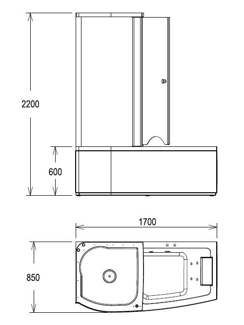 Комбинированная ванна Gemy G8040 C L 170x85 ФОТО