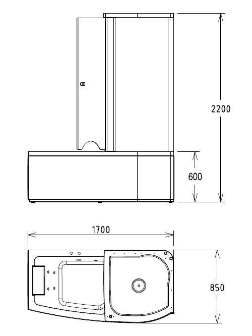 Комбинированная ванна Gemy G8040 C R 170x85 ФОТО