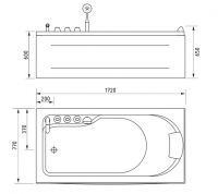 Ванна Gemy G9006-1.7 B L 172x77 схема 2