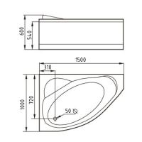 Ванна Gemy G9009 B L 150x100 схема 3