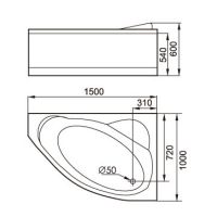 Ванна Gemy G9009 B R 150x100 схема 3