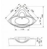 Стеклянная ванна Gemy G9025 II B 155x155 схема 3