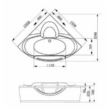 Стеклянная ванна Gemy G9025 II B 155x155 ФОТО