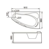 Стеклянная ванна Gemy G9046 B R 161x96 схема 2