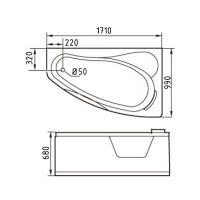 Стеклянная ванна Gemy G9046 II B R 171x99 схема 3