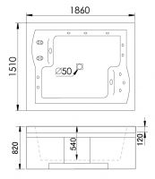 Ванна Gemy G9052 II B R 186x151 схема 3