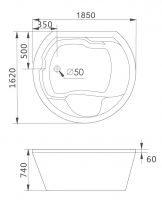 Встроенная ванна круглая Gemy G9053 O 185x162 схема 3