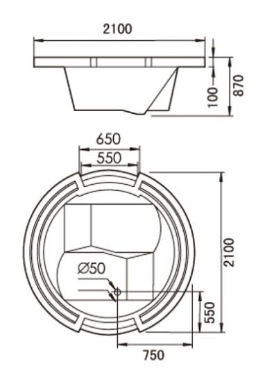 Глубокая акриловая ванна Gemy G9060 K 210x210 схема 4