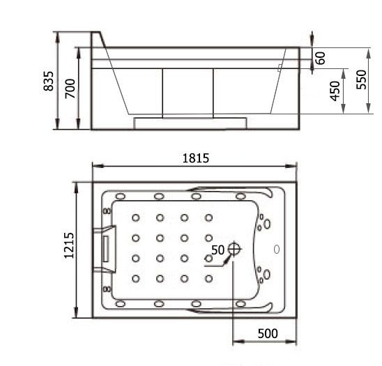 Ванна Gemy G9061 K L 181x121 схема 4