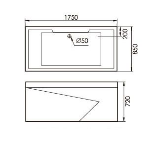 Акриловая ванна Gemy G9065 K L 175х85 схема 3