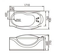 Стеклянная ванна Gemy G9072 B R 171x92 схема 2