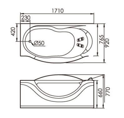 Стеклянная ванна Gemy G9072 B R 171x92 схема 2