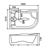 Ванна Gemy G9083 B L 180x122 схема 2