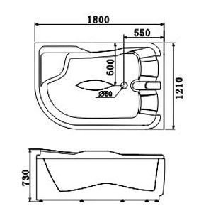 Ванна Gemy G9083 K R 180x122 схема 2