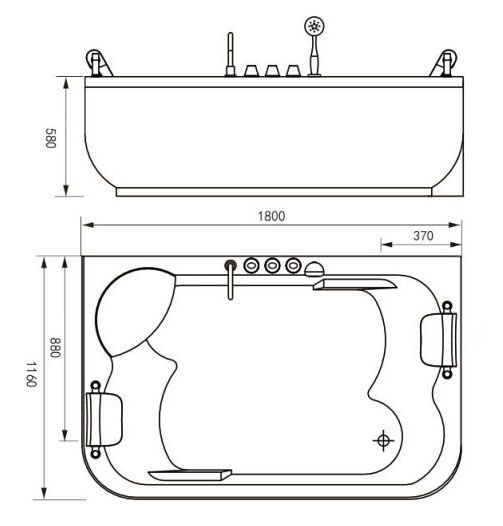 Ванна Gemy G9085 K L 180x116 схема 5