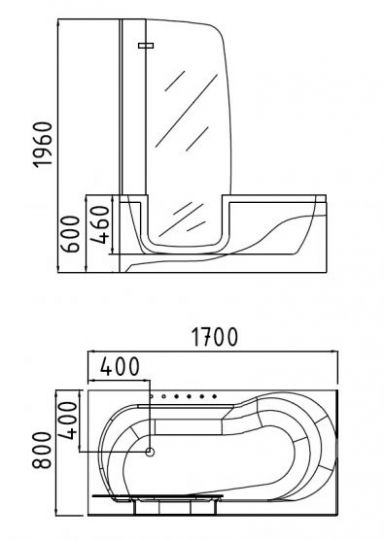 Стеклянная ванна Gemy G9246 B L 170x80 схема 2