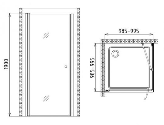 Душевой уголок Gemy New Rockcoco S03161C 100х100 схема 1
