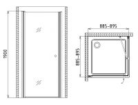 Душевой уголок Gemy New Rockcoco S03171C 90х90 схема 2