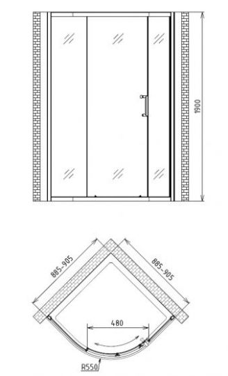 Душевой уголок Gemy Victoria S30071A 90х90 схема 3 Душевой уголок Gemy Victoria S30071A 90х90 схема 3
