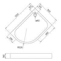 Душевой поддон Gemy ST18 R 120х80 схема 2