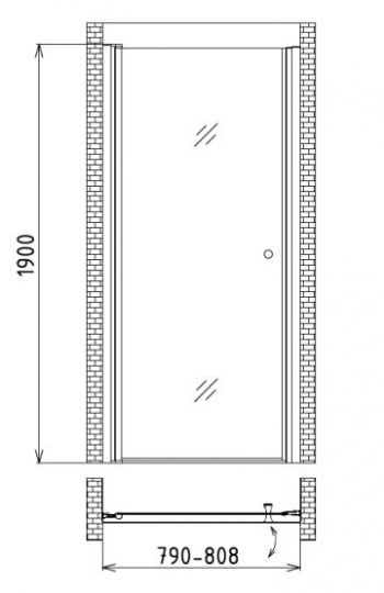Душевая дверь в нишу Gemy New Rockcoco S03190A 80 см хром схема 3
