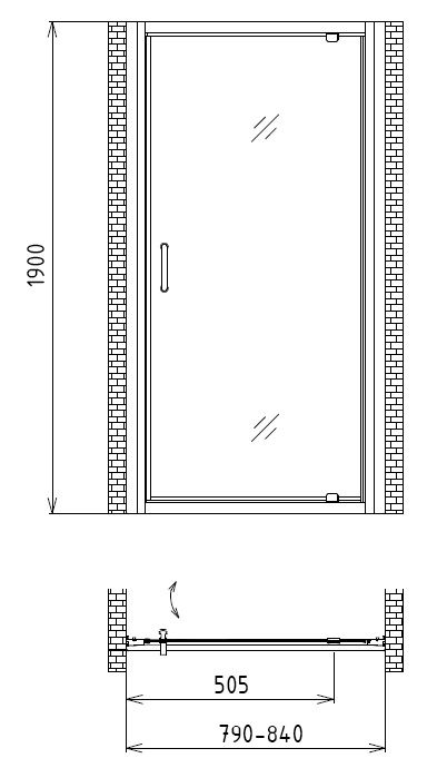 Душевая дверь в нишу Gemy Sunny Bay S28150 полированный хром схема 3