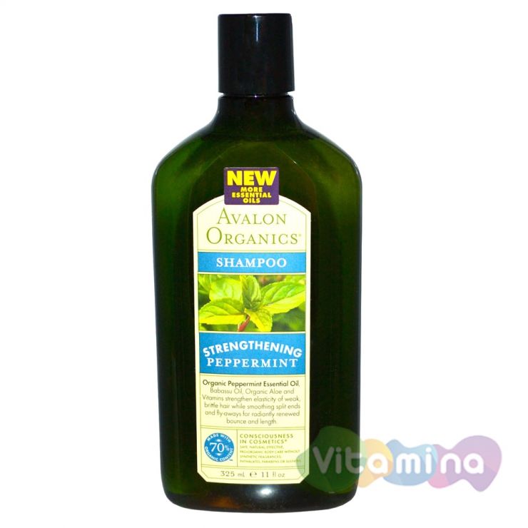 Avalon Organics Шампунь укрепляющий с маслом мяты, 325 мл