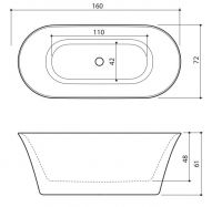 Ванна из искусственного камня Balteco Fiore 157x72 схема 2